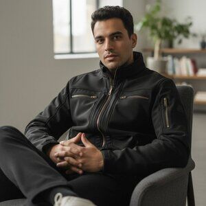 Men’s SoftShell Jacket Fleece Lined Water Resistant Tactical Coat Black Small